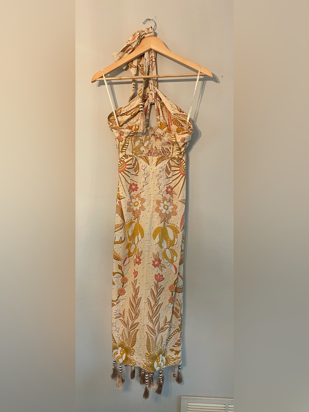 Farm RIO Jungle Chic Cream Halter Cutout Midi Dress - Picture 8 of 10